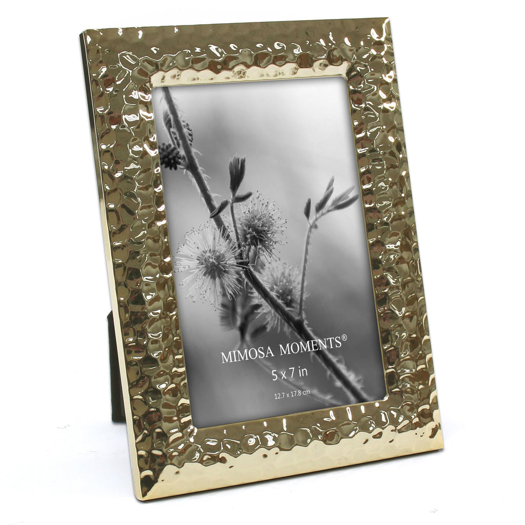 Hammered Brass tone Metal 5x7 Picture Frame
