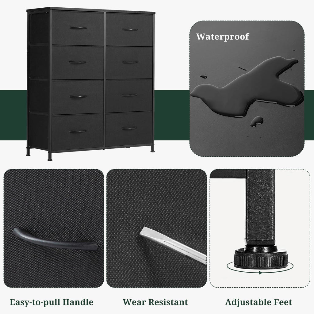 8-Drawer Dresser, Anti-Tip Tall Storage Organizer