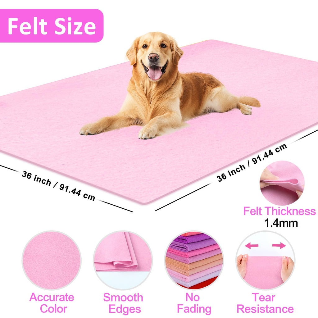 Baby Pink Fabric Sheet 36" X 36", 1.4mm Thick Large Soft Durable Flexible Craft Felt by The Yard, Nonwoven Fabric for