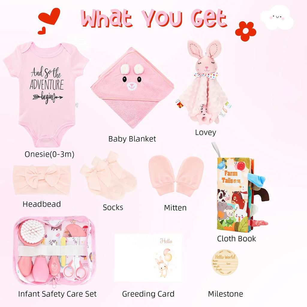13Pcs Baby Shower Gift, Baby Girl Gift Basket