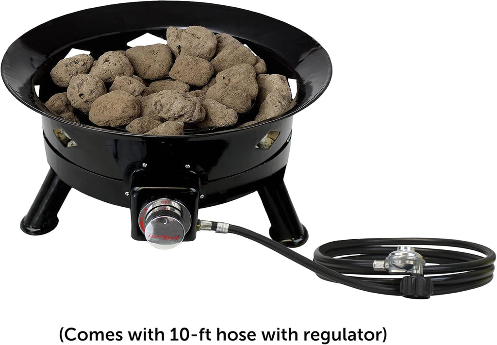 Smokeless Propane Fire Pit, 24-inch Portable Firebowl, 58K BTU with Self Igniter, Cover, & Carry Straps for RV