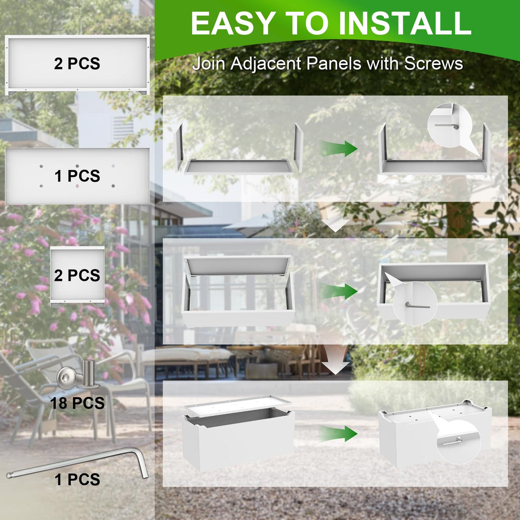 32"x15"x15" Metal Large Rectangular Planter - Steel Planter Box with Legs