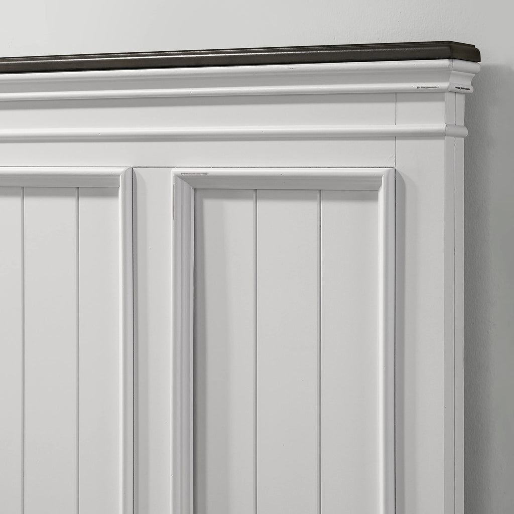 Clelane Shiplap Wood Panel Bed, Weathered White and Dark Gray