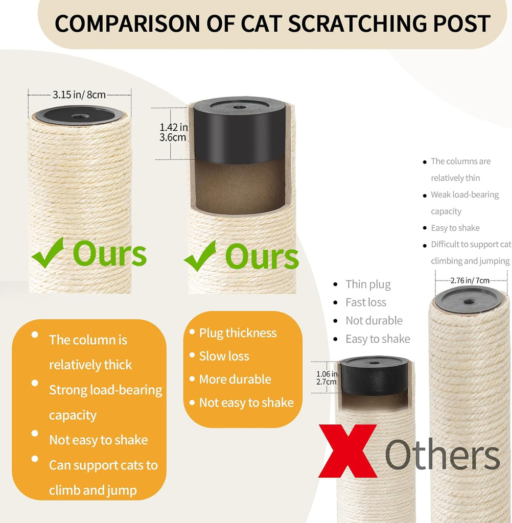 59-Inch Modern Cat Tree Tower for Large Indoor Cats, Handwoven Basket Condo