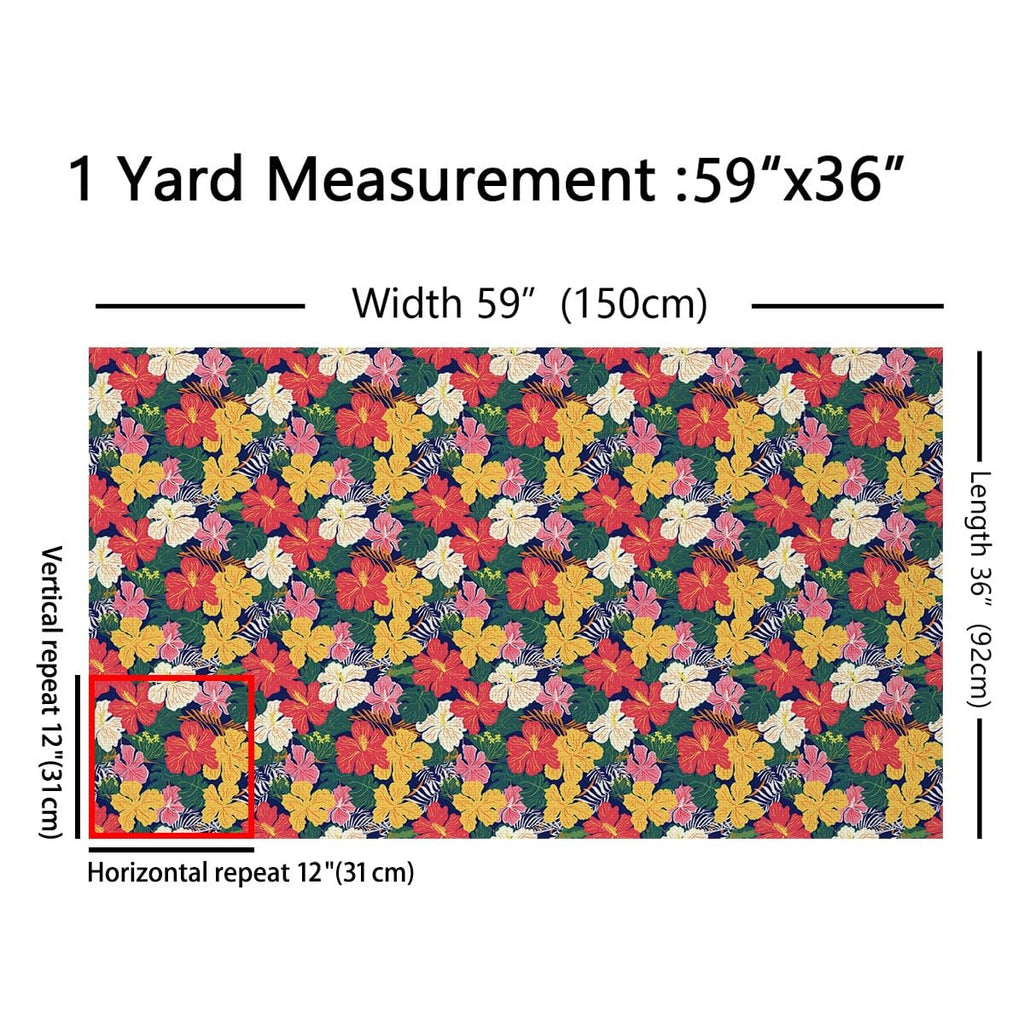 Watercolor Flower Fabric by The Yard, Palm Leaf Tropical Plants Fabric by The Yard for Teens Craft Lover, Garden Floral