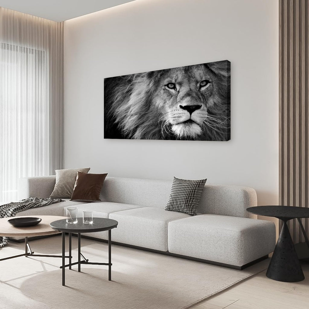 Modern Giclee Canvas Prints Wall Art Stretched Artwork Black and White Lion Pictures to Photo Paintings on