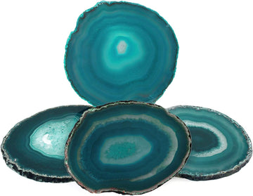 Teal Agate Coasters Geode Coasters Desk Decor - Set of 4