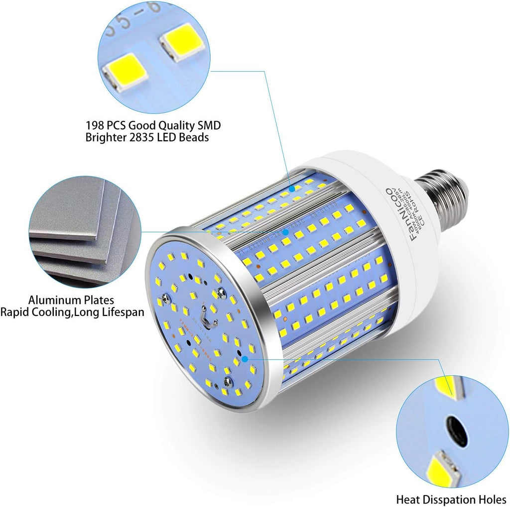 2 Pack 280W Equivalent LED Corn Light Bulb, 4000 Lumen 6500K Cool White Daylight 40W LED Corn Lamp,E26/E27 Medium
