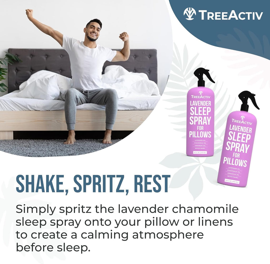 Sleep Spray Calming Lavender Chamomile, Soothing Witch Hazel & Lavender Pillow Spray Air Freshener for Room, Bed - Set of 16