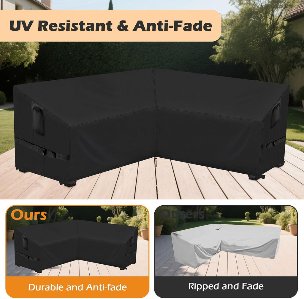 Outdoor V-Shaped Sectional Couch Cover 85 x 85 inch | Fit 83"x83",84"x84",85"x85" L-Shaped Sofa,Waterproof Patio
