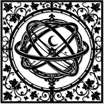 Celestial Armillary Sphere Metal Wall Art, Metal Signs, Metal Outdoor Decor, WallArt Decor, Gothic Middle Ages