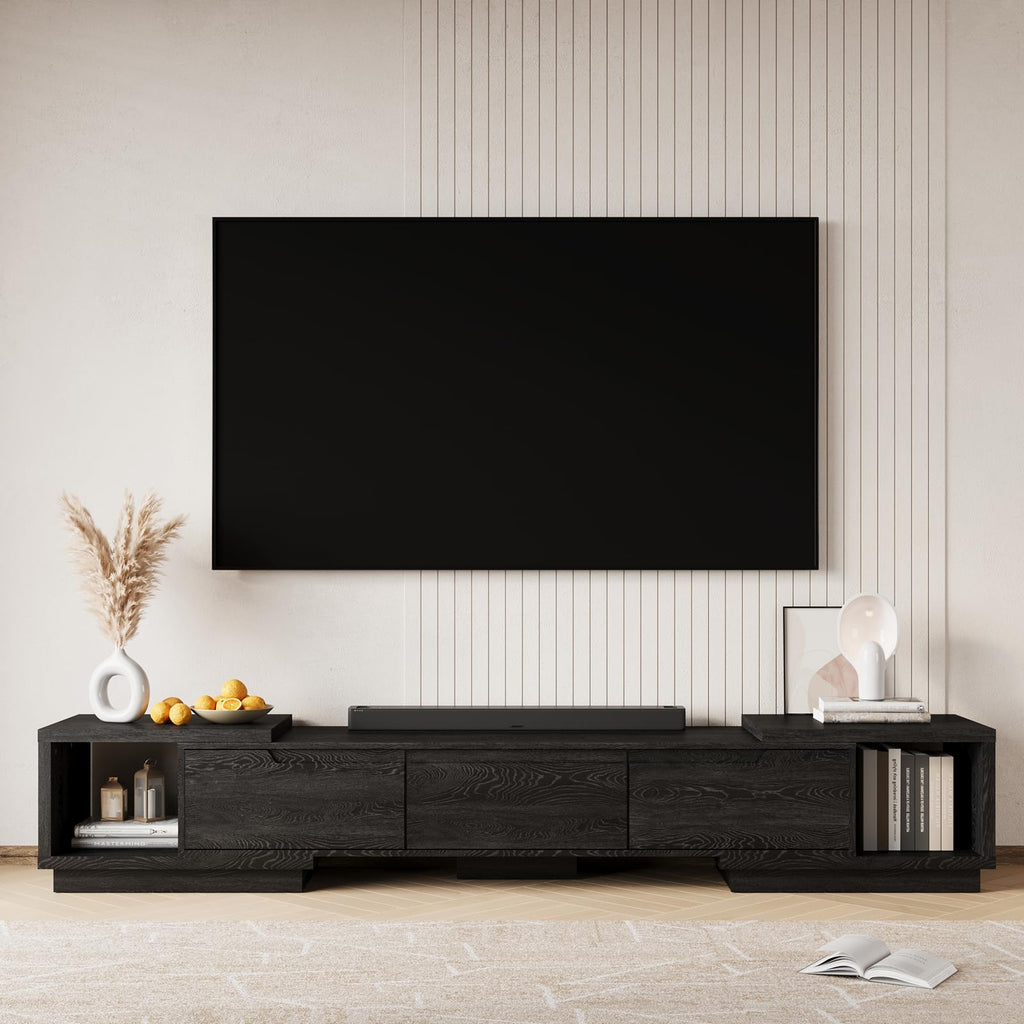 Extendable TV Stand for Up to 120 Inch TV, Modern Entertainment Center with 3 Drawers & 2 Storage Compartments
