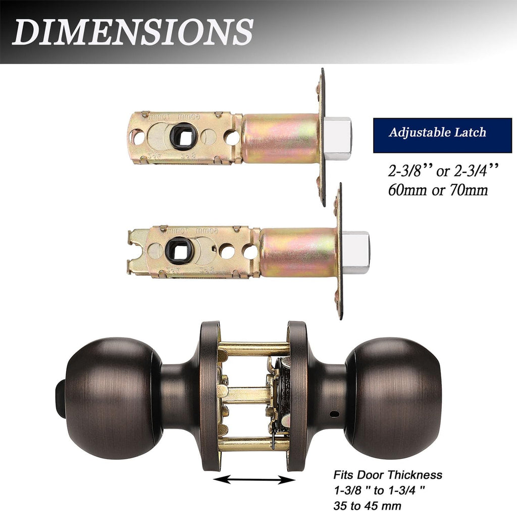 Keyed Alike Door Knob Locks, Exterior Door Handles, Front Entry Door Knobs, Bedroom Door Locks, Oil Rubbed Bronze, 6