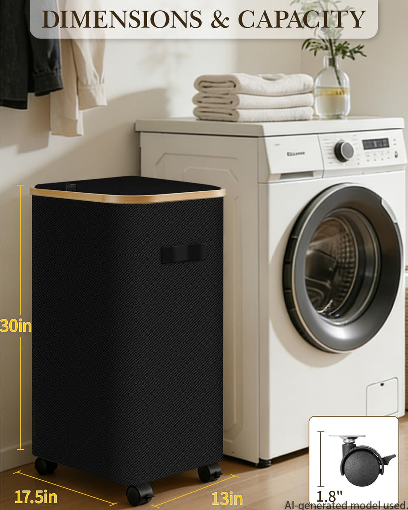 Basket with Wheels, 110L Large Rolling Laundry Hamper