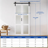 28in x 84in Bifold Barn Door, Frosted Glass Barn Door with Hardware Kit Included, Pre-Drilled Holes 