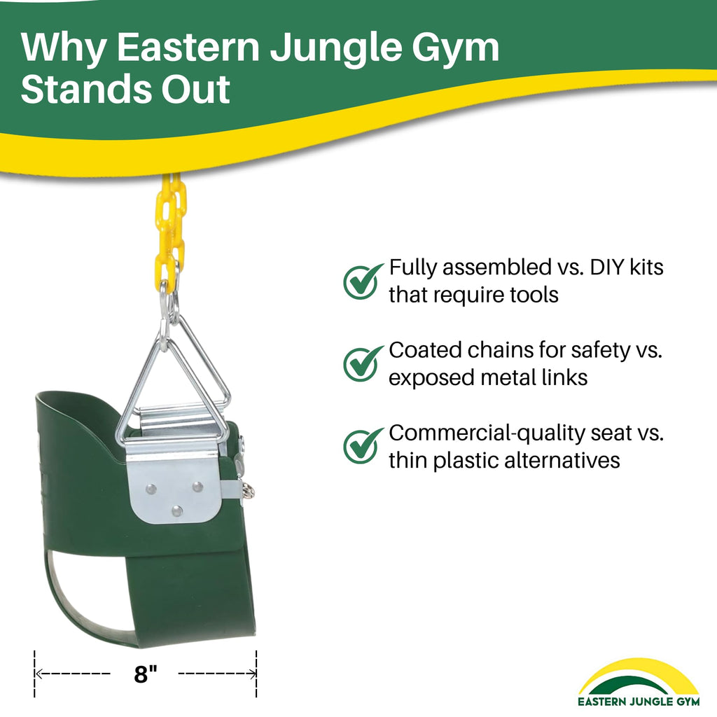 High Back Half Bucket Toddler Swing Seat, Green
