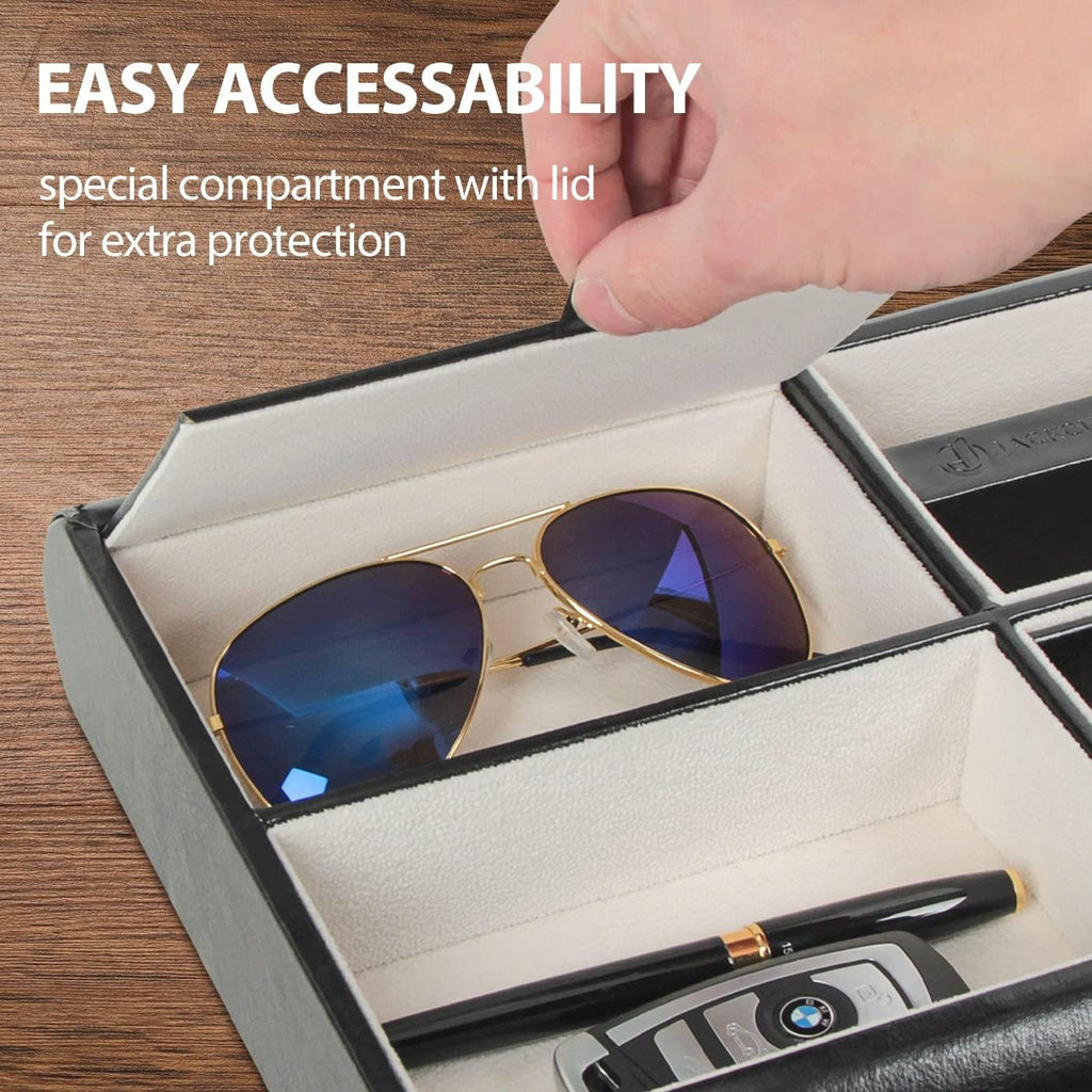 Valet Tray,Nightstand Desk or Dresser Organizer, Catch-All for Keys, Phone, Wallet, Coin, Jewelry, and More (Black /