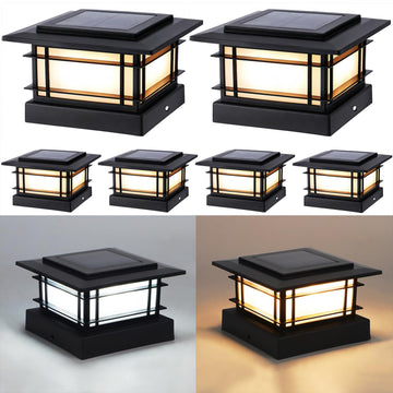 4x4 Solar Post Cap Lights Outdoor with 2 Color Modes, 6 Pack Upgrade Fence Post Solar Lights Black Shell for 4x4
