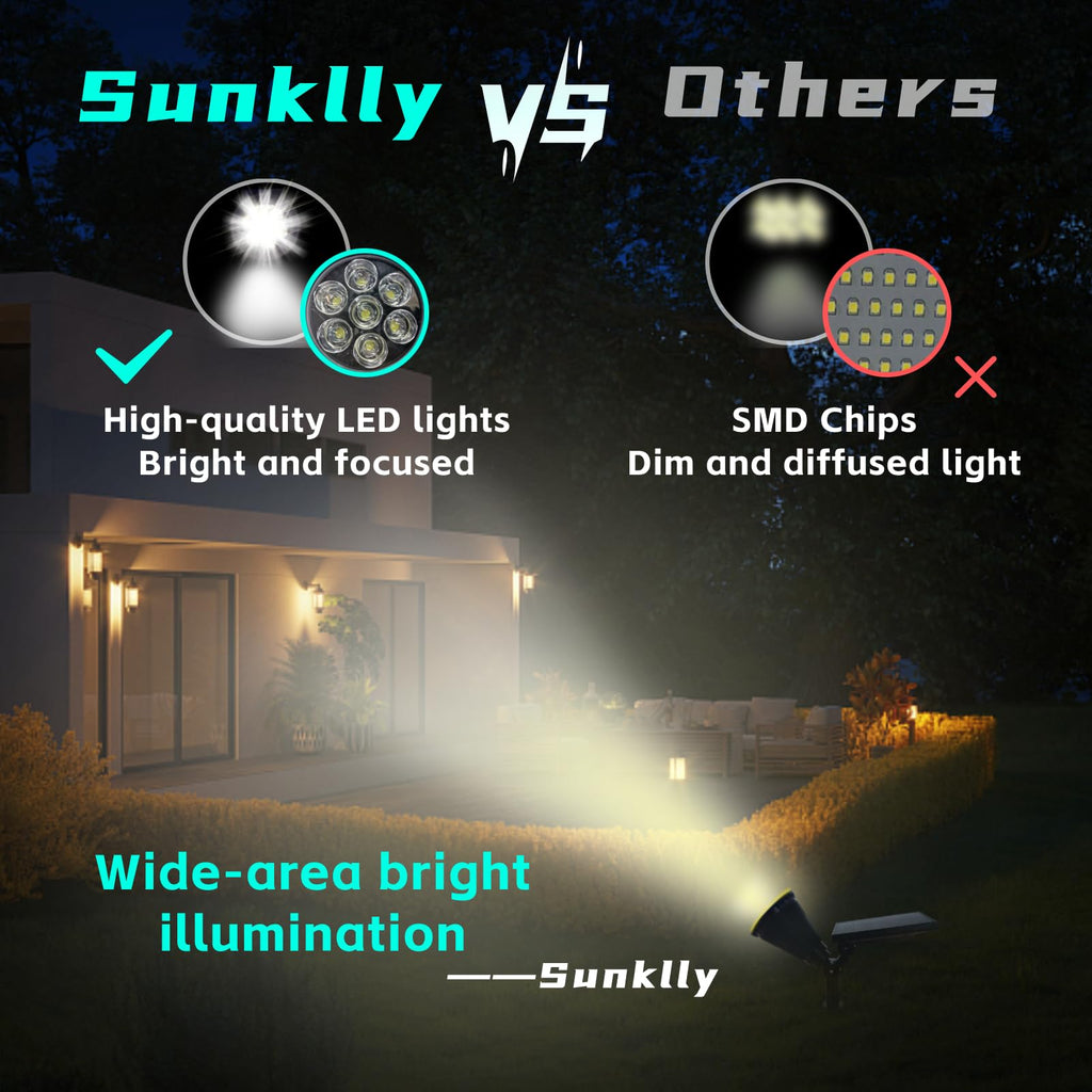 Solar Spot Lights Outdoor Color Changing, 8 Lighting Modes 2-in-1 Solar Lights Outdoor Waterproof, Auto On/Off