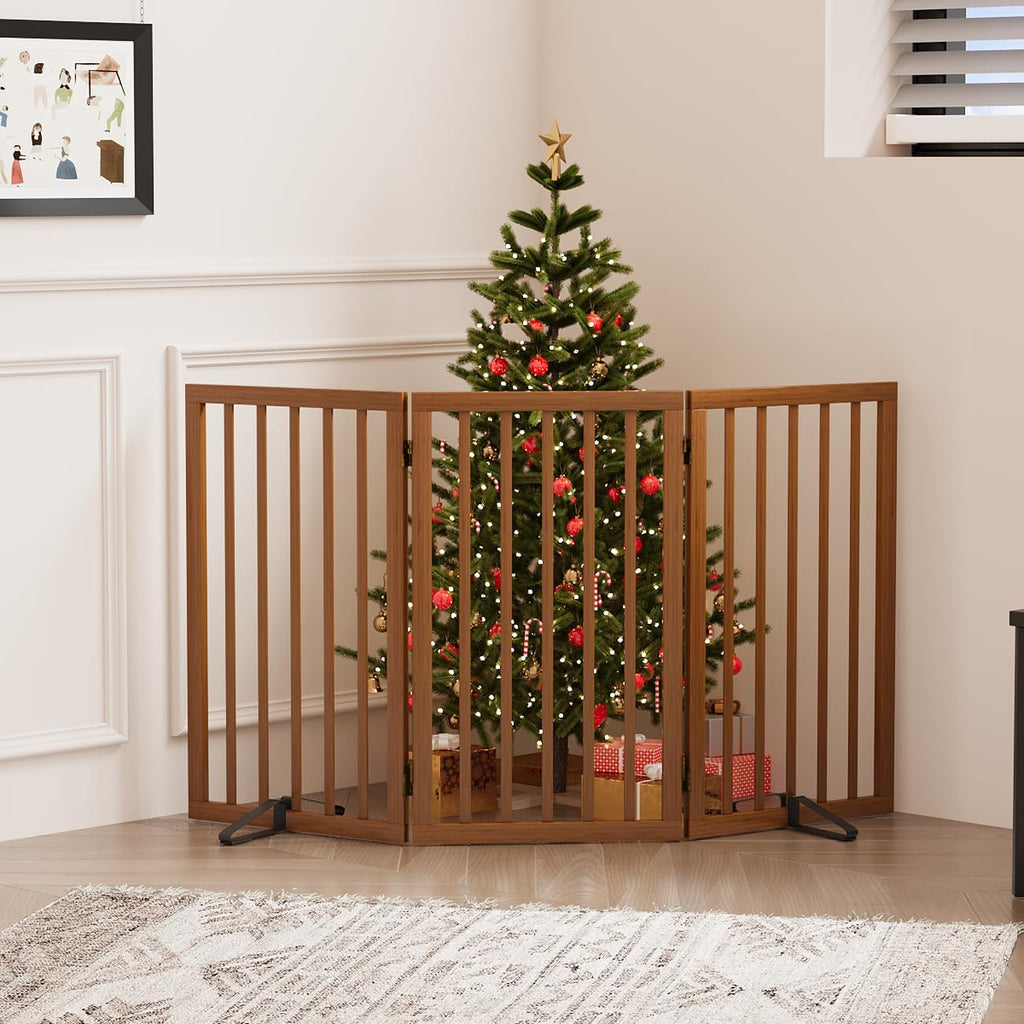 Dog Gates for Doorways, Tall Dog Gate Indoor, Foldable Pet Gates for Doorways Bedroom, Freestanding Puppy Gate