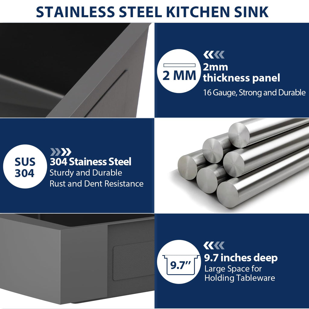 36 Black Farmhouse Sink - 36 Inch Kitchen Sink Ledge Workstation Gunmetal Black 16 Gauge Single Bowl Apron Front Farm