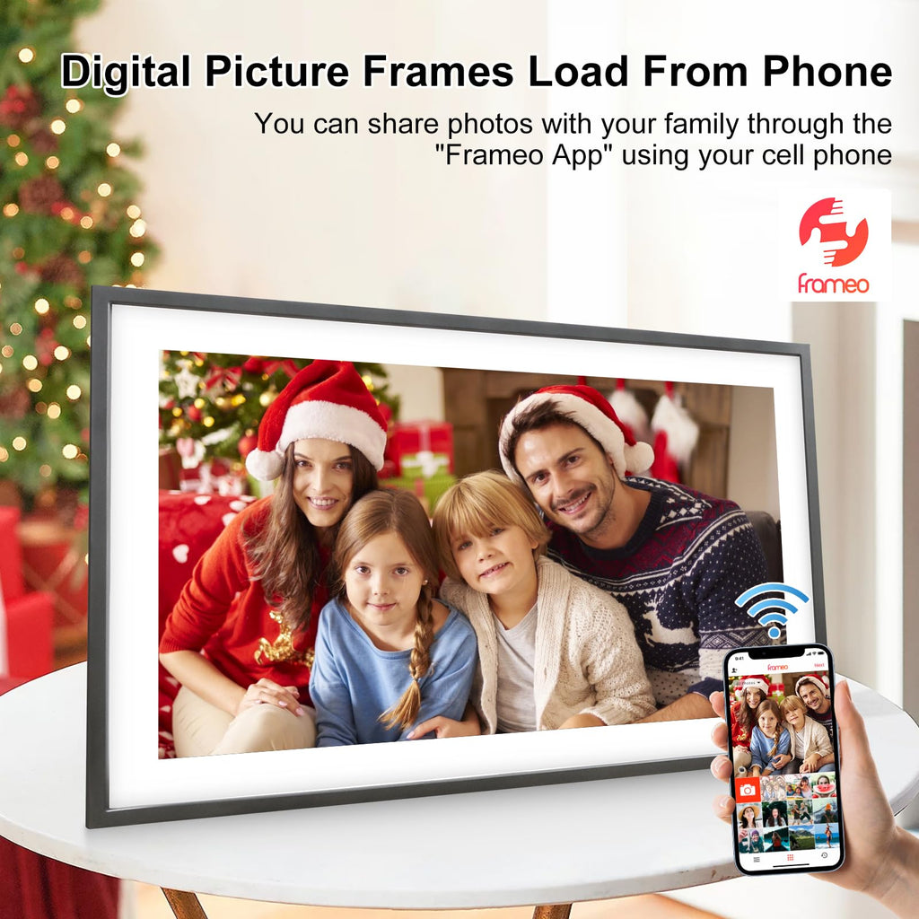 Frameo Digital Picture Frame WiFi 15.6 Inch Large Digital Photo Frame, 32GB, 1920 * 1080 IPS HD Touch Screen