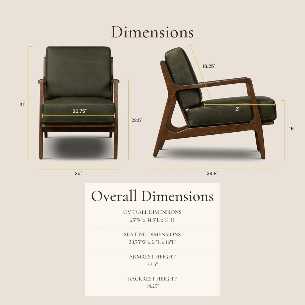 Verity Leather Accent Chair - Armchair with Walnut Wood Frame - Fashion-Forward Lounge Seating - Upholstered