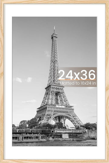 24x36 Poster Frame, Wall Decor Picture Frames, Natural Style 1Pcs | 24 x 36 Frame, 20x30 Frame with Mat for Gallery
