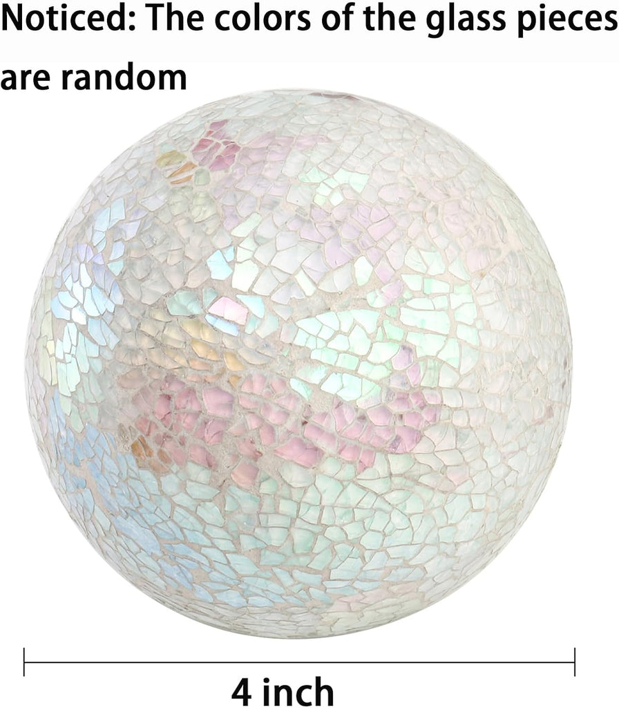 Decorative Balls, 4 Inch Glass Mosaic Orbs Sphere Bowl Fillers, Coffee Table Centerpiece Ball Ornaments - Set of 3