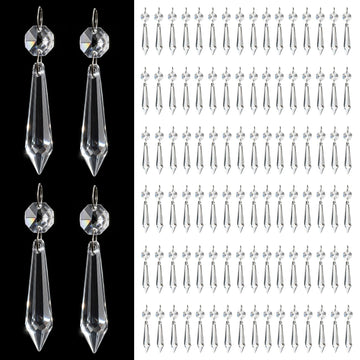 Premium Clear Crystal Glass Drops 3.1" -Multi Purpose Bluk Crystal Beads Hanging Prisms for Holiday Party/Home/Window