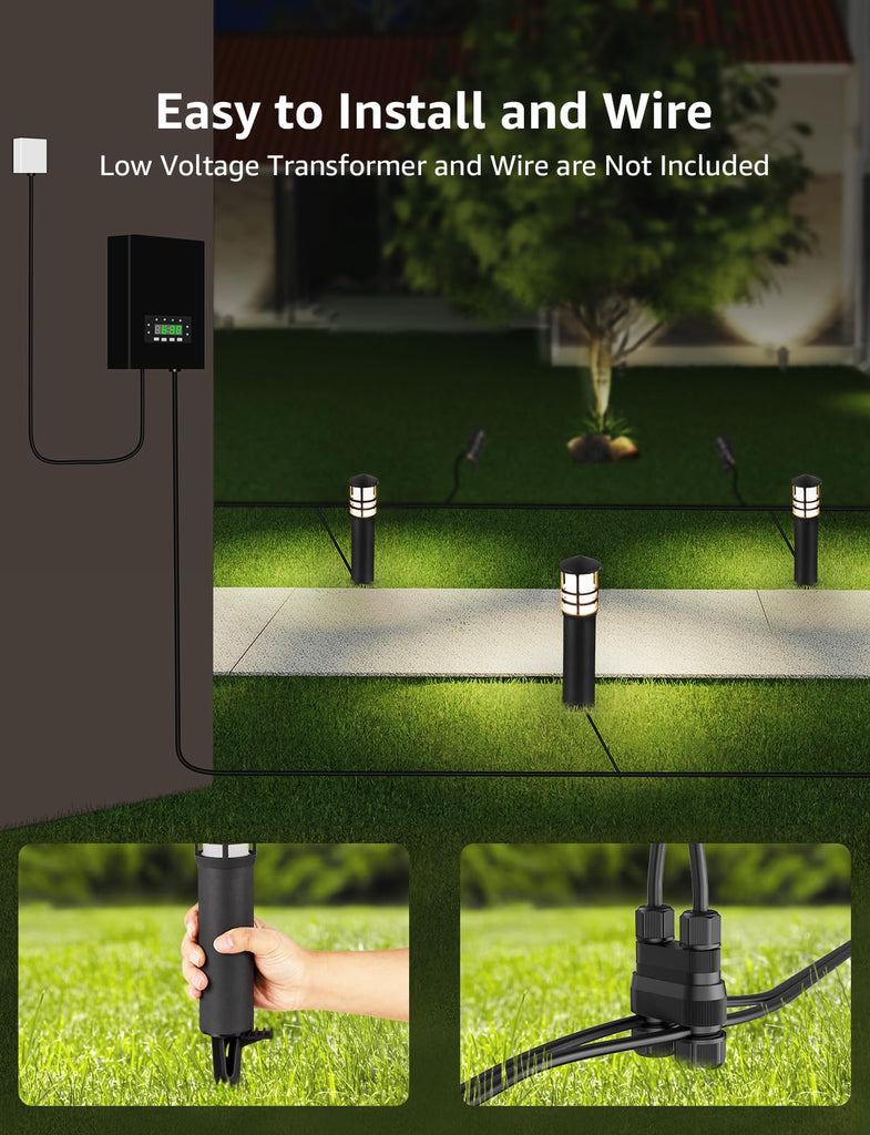4-Pack Low Voltage Pathway Lights 3W 3000K LED Landscape Bollard Path Lights with Connectors CRI 90+ Aluminum