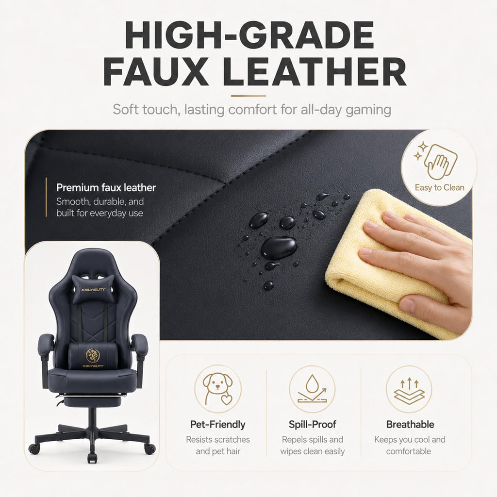 Office Desk Computer Gaming Chair for Adults, Ergonomic High Back Gamer Chair with Massage and Pocket Spring Cushion