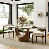 63" Modern Dining Table for 4-6, Hobart Rectangle Dining Table, Matte White Sintered Stone Dining Tabletop with