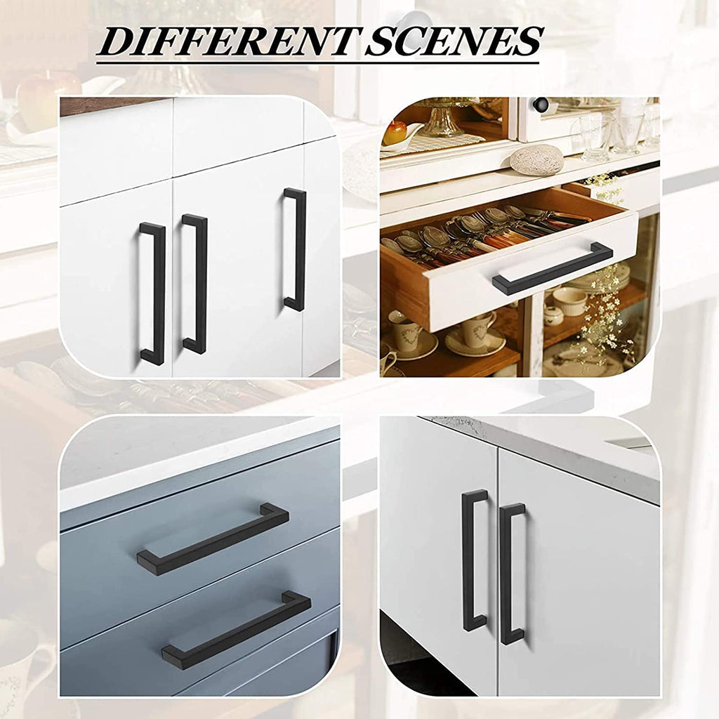 2 Pack 15 Inch Matte Black Cabinet Pulls, Square Drawer Handles