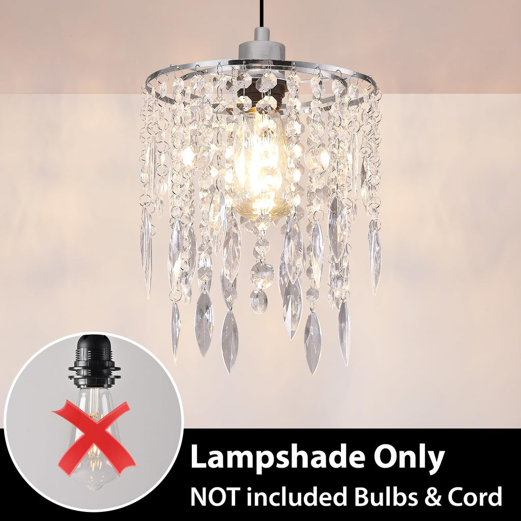 H11.81''X D8.66'' Chandelier Shades, Mini Crystal Shade, Acrylic Beaded Hanging Lampshade, Modern Pendant Light