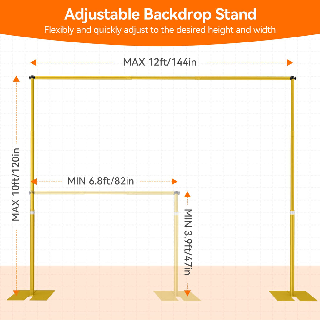 12x10ft Heavy Duty Backdrop Stand, Adjustable Pipe and Drape Stand