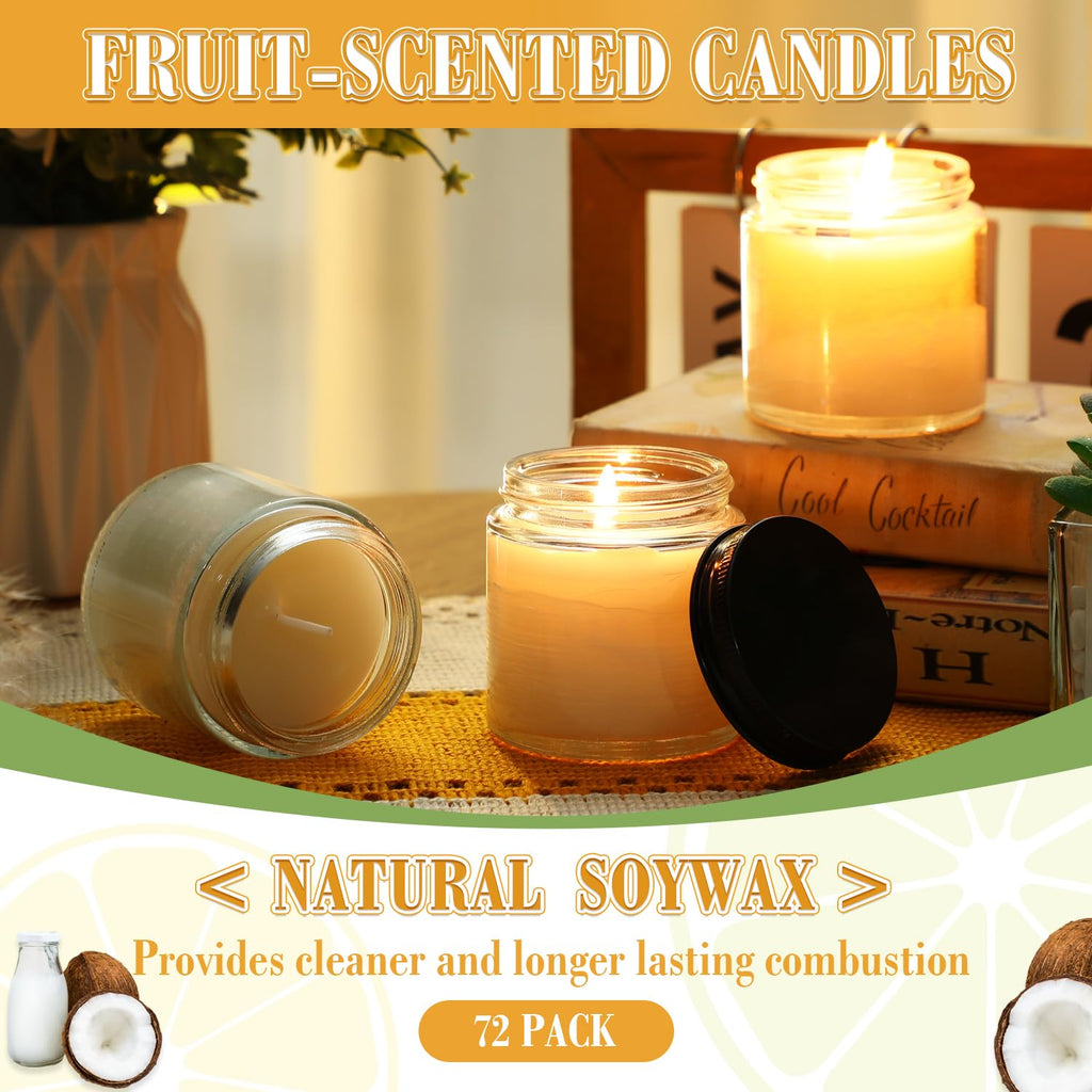 36 Pcs Bulk Candle Mini Mason Jar Candle, Lemon, Citrus, Coconut Milk