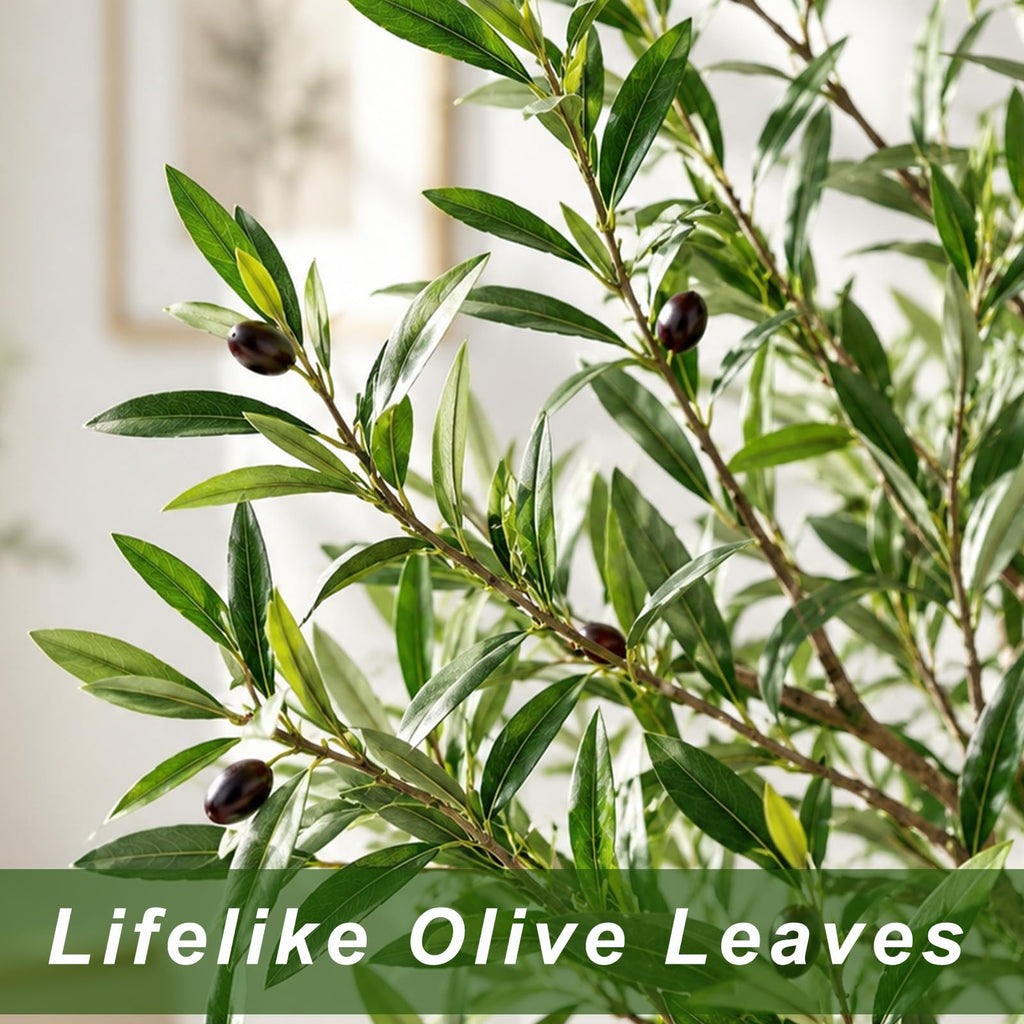 5ft Olive Trees Artificial Indoor, Tall Faux Olive Tree with Realistic Leaves and Lifelike Olives Fruits, Large Fake