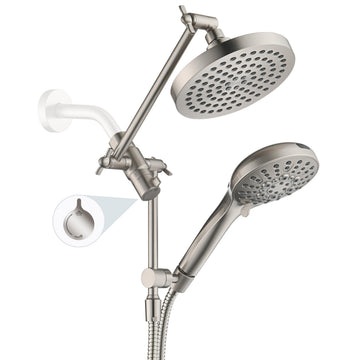 Rain Shower Head with Handheld Spray Built-in Power Wash, High Pressure Dual Shower Head with Adjustable Extension