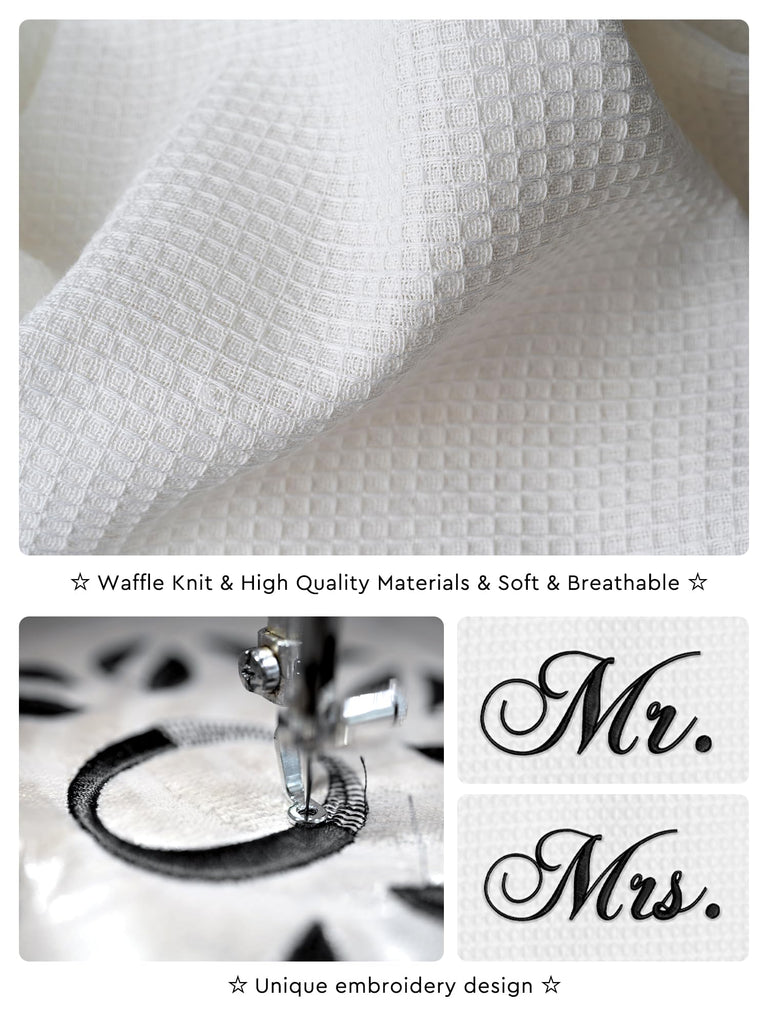 Wedding Gifts for Couple, Mr and Mrs Waffle Knit Robe Sets, White