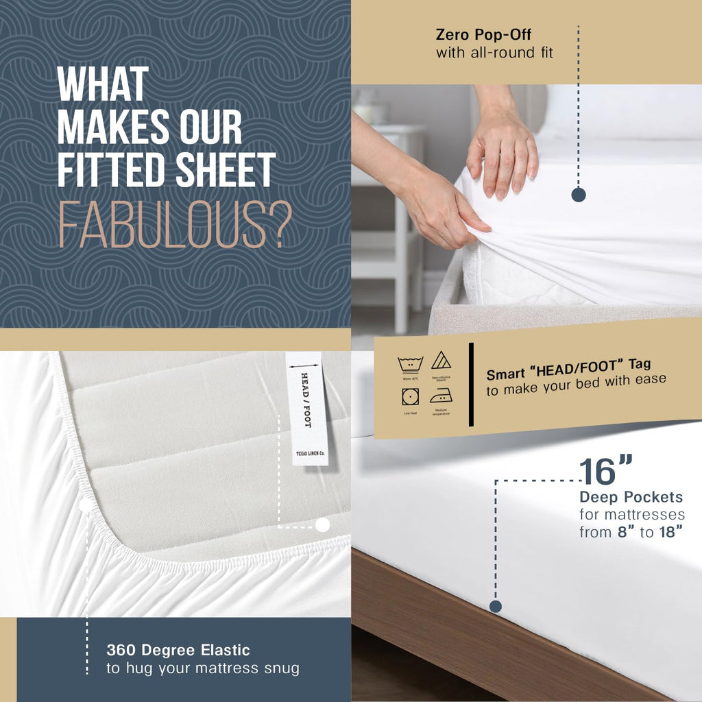 400 Thread Count King Size Sheets Set, Light Blue Stripe