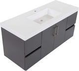 Spring Mill Cabinets Innes 48 Inch Floating Bathroom Vanity with White Single Sink Top, 2-Door Cabinet