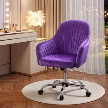 Vanity Chair, Velvet Home Office Desk Chairs, Comfy Ergonomic Office Chair, Makeup Computer Chair with Arm Rest
