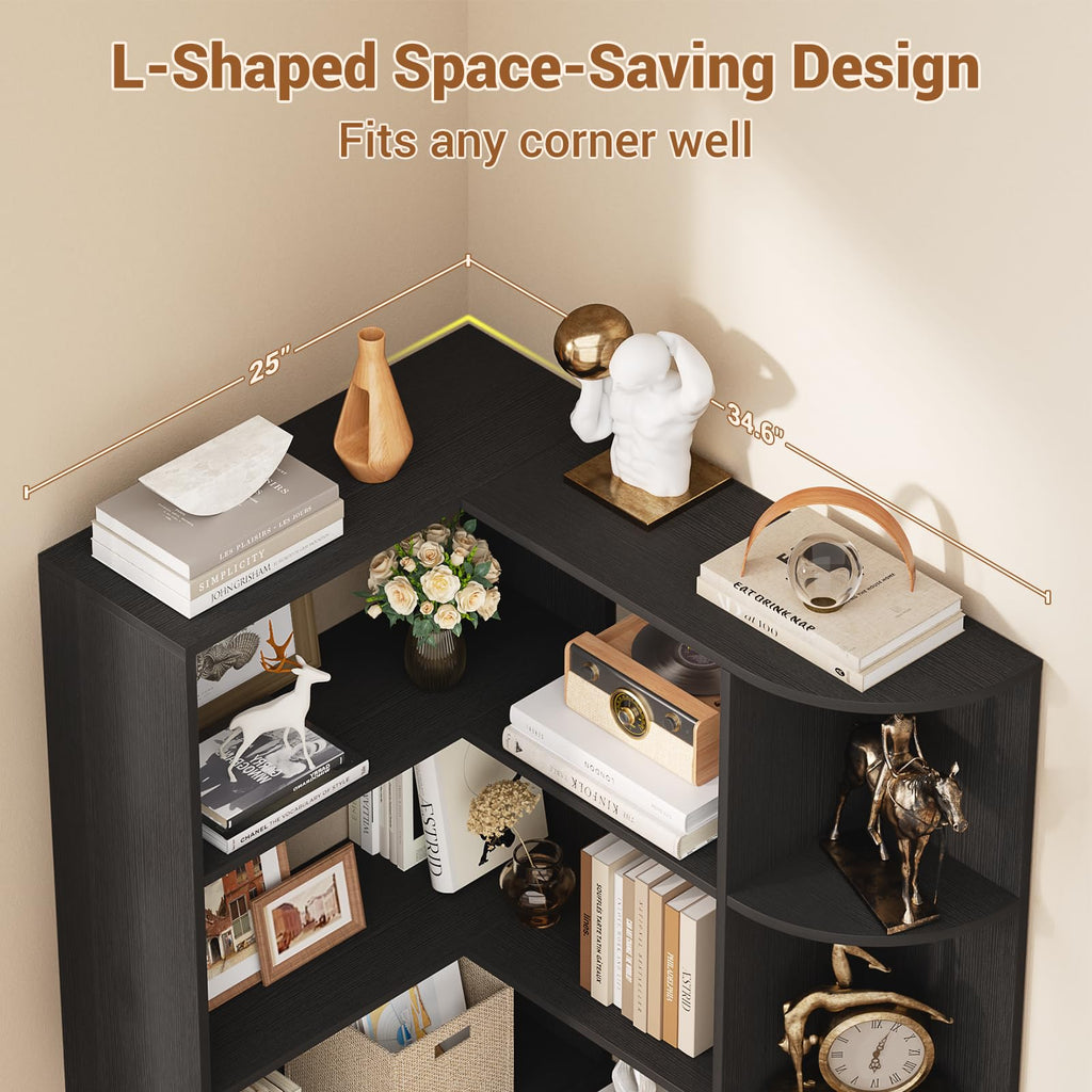 7-Tier Corner Shelf with Edge Protection, Black