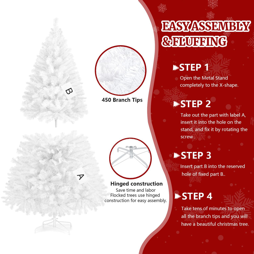 4ft White Prelit Artificial Christmas Tree, Arbol de Navidad Fake Xmas Tree