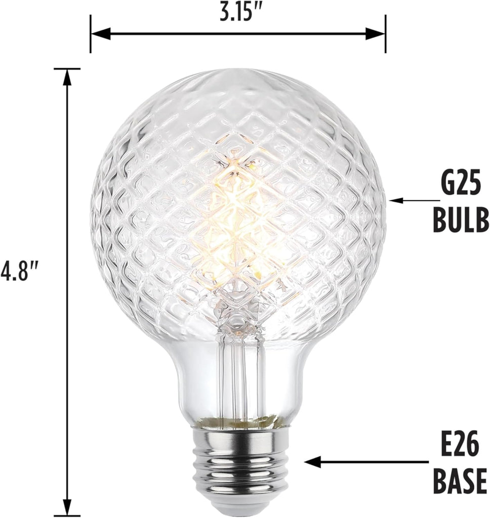 5268000 5.5 Watt (40 Watt Equivalent) Cut Glass G25 Dimmable Clear Filament LED Light Bulb, Medium Base