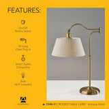 Antique Brass Table Lamp with Cream Fabric Shade