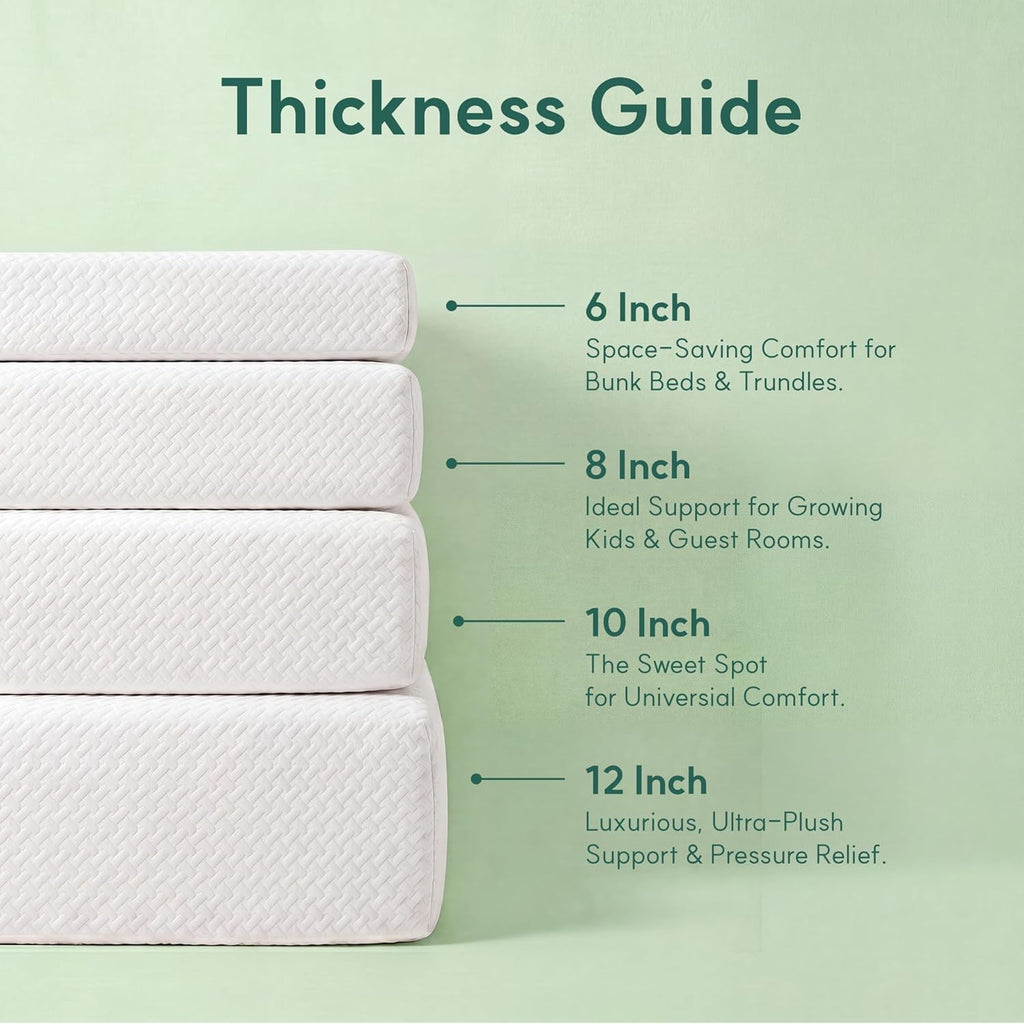 Queen Mattress, 10 Inch Queen Size Mattress, Basic Matcha Cooling Gel Memory Foam Mattress in a Box, Pressure Relief