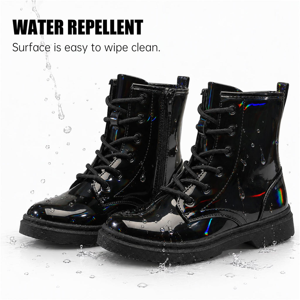 Girls Ankle Boots with Side Zipper & Lace Up