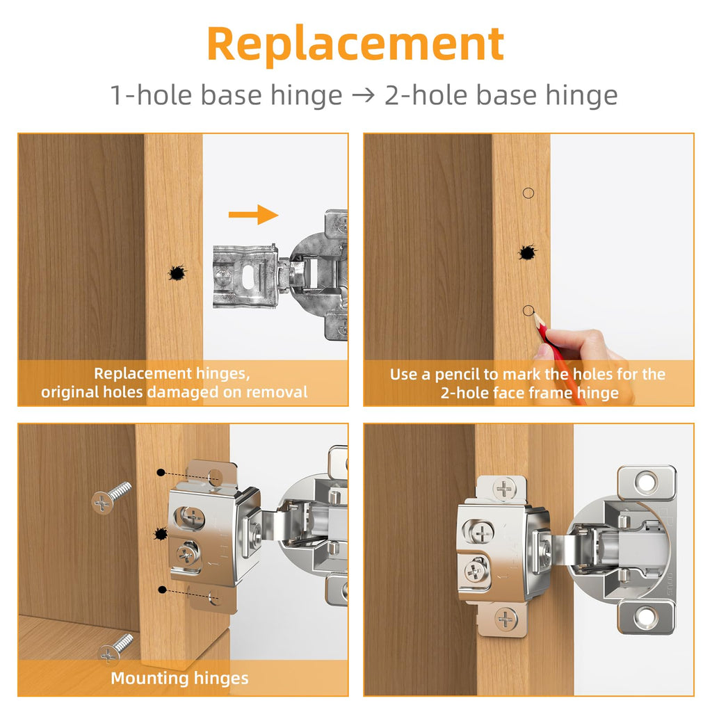 10 Pack Face Frame Cabinet Hinges, 1-1/4" Overlay, Soft Close, 105°